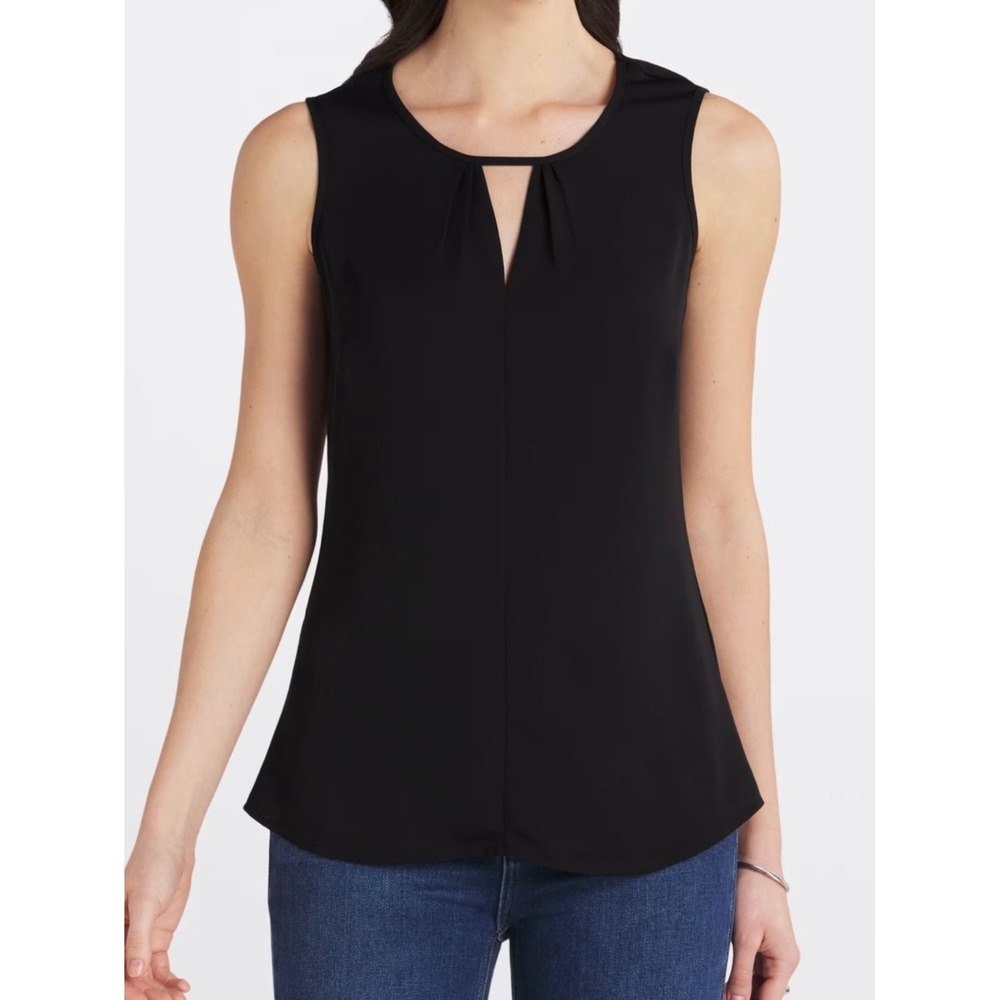 NIC+ZOE Womens Black Keyhole Sleeveless Blouse Top Size M